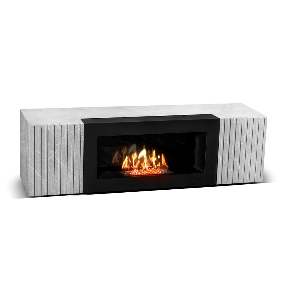 Тумба под ТВ с биокамином SteelHeat IMOLA IMPULSE 140 см (корпус Серый бетон / фасады Мрамор) Тумба под ТВ с биокамином SteelHeat IMOLA IMPULSE 140 см (корпус Серый бетон / фасады Мрамор)
