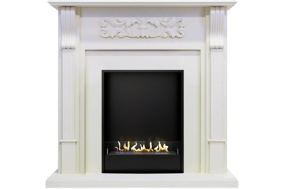 Биокамин в портале Firezo Venice Фактурный белый, стандарт